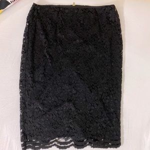 Black lace midi skirt